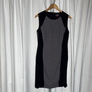 Vince Camuto Black and White Patterned Midi Dress